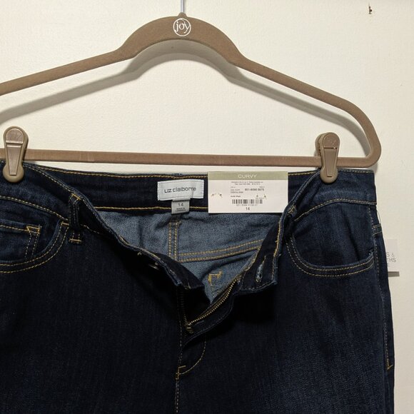 Liz Claiborne Dark Blue Denim Women's Curvy Fit Skinny Leg Jeans - Picture 3 of 4